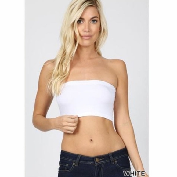 Zenana Outfitters Other - Zenana Outfitters White Strapless Bandeau Top One Size